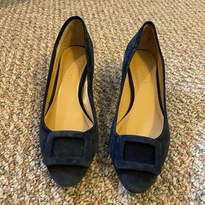 Talbots navy suede block heels
